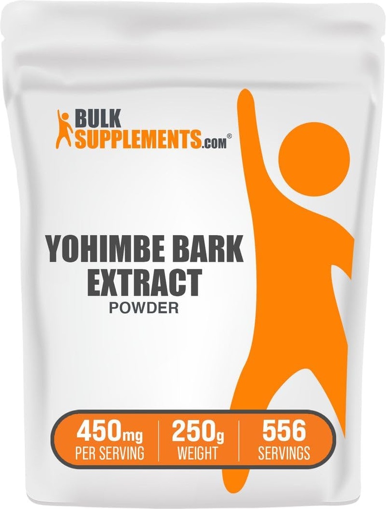 BulkSupplements.com Yohimbe Extract Powder - Yohimbe Bark Extract - Herbal Supplement, Gluten Free, 450mg per Serving, 250g (8.8 oz) (Pack of 1)