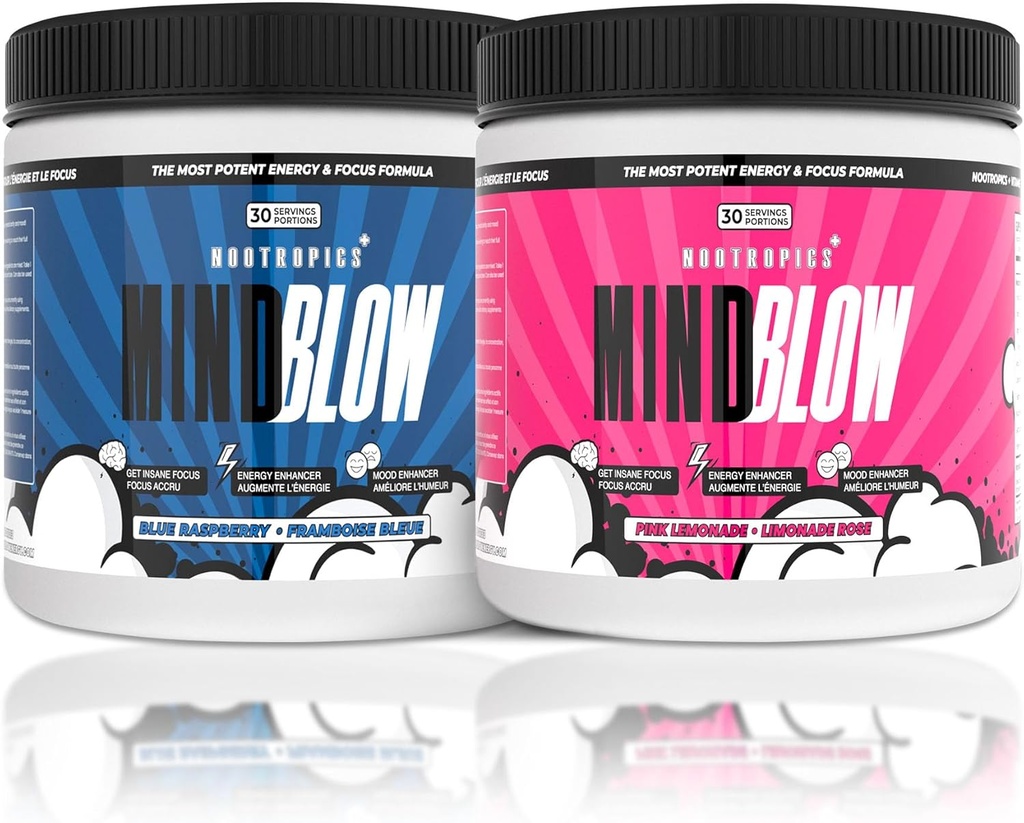 Mind Blow - Nootropics Cocktail for Energy, Focus and Happiness for Students, Entrepreneurs, Hard Workers & Gamers (30 Servings)