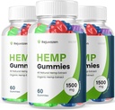 (3 Pack) Rejuvazen Gummies - Official Formula - Rejuvazen Hemp Gummies Blood Pressure Sugar Formula 300mg, Rejuvazen Gummies High Potency Blend Big Size Gummies 25mg Per Gummy 1500mg (180 Gummies)