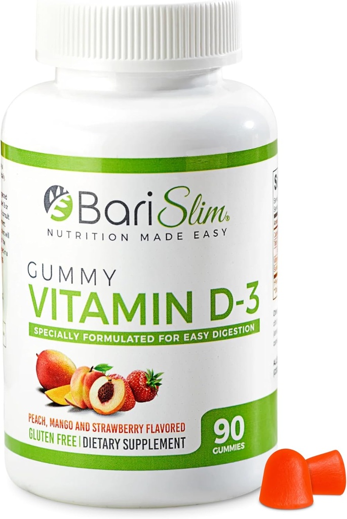 BariSlim Bariatric Vitamin D-3 Gummies - Specially Formulated Gummy Vitamin for Patients After Weight Loss Surgery - Easy to Digest and Great Tasting Fruit Flavors | 90 Fruit Chews