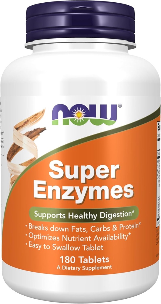 NOW Foods Supplements, Super Enzymes, Formulated with Bromelain, Ox Bile, Pancreatin and Papain, 180 Tablets