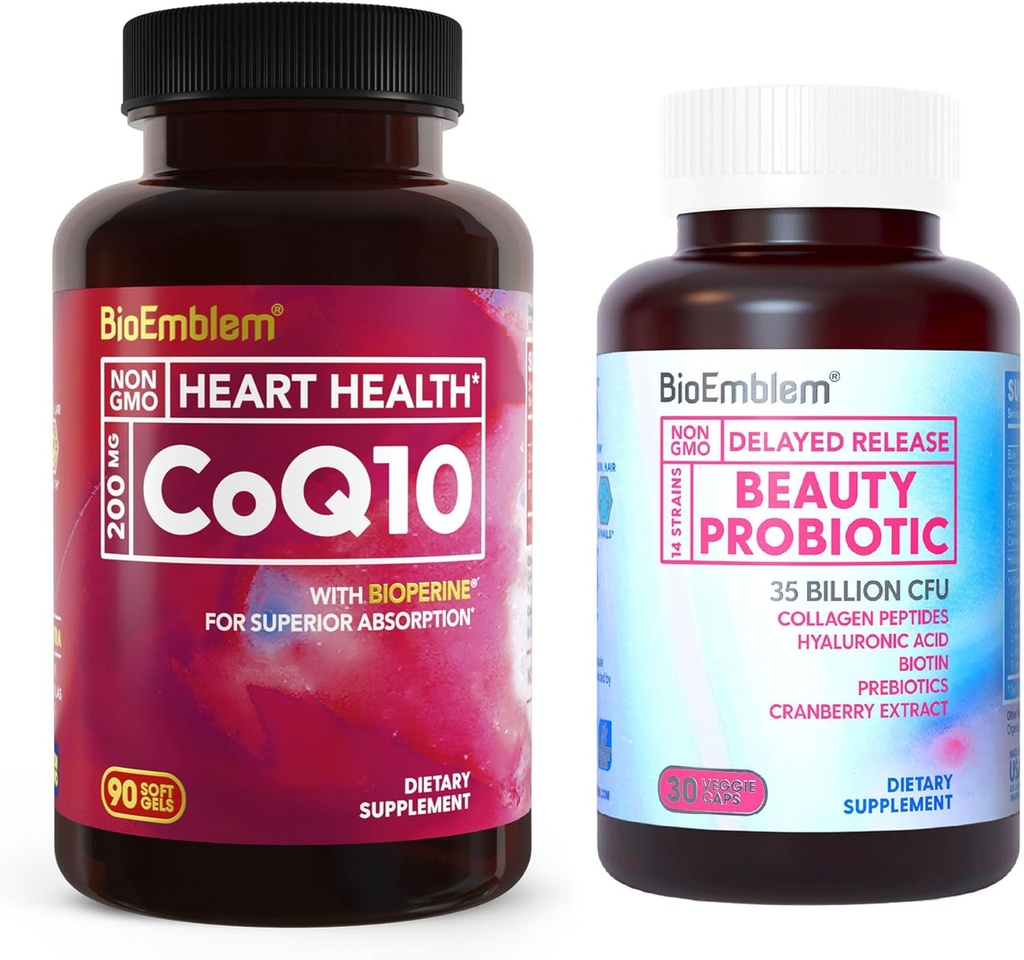 BioEmblem Beauty Probiotics for Women and CoQ10 with BioPerine 90 Count