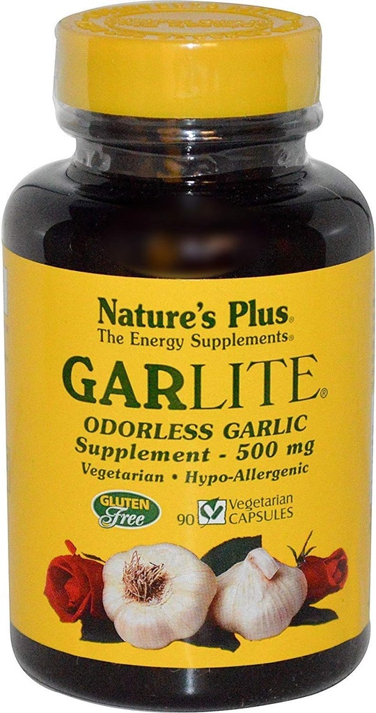 NaturesPlus Garlite Odorless Garlic - 90 Capsules - Vegetarian, Gluten Free - 90 Servings