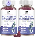 2 Pack Potassium Magnesium Gummies, Sugar-Free Potassium Gummies with Magnesium Glycinate 500mg Chewable Magnesium Potassium Supplements with Calcium, Zinc, Vitamin for Leg Cramps & Muscle