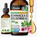 BIO KRAUTER Echinacea and Goldenseal Root Liquid Extract - Natural Immune Support - Echinacea Drops with Goldenseal - Vegan, Alcohol & Sugar Free Tincture - 2 Fl.Oz.