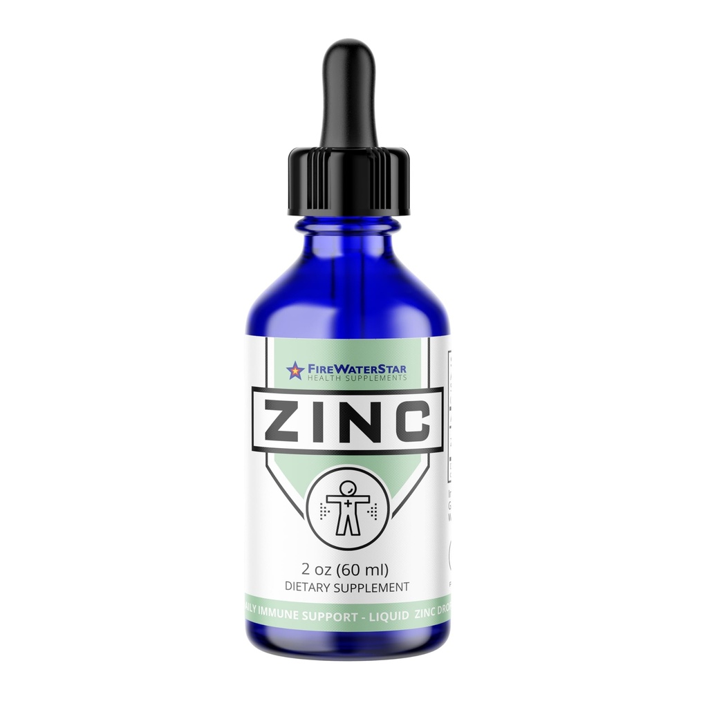 FWS Liquid Zinc Supplement for Men Women Kids, Organic Non-GMO Vegan, Ionic Zinc Sulfate Drops, Immune System Boost Healthy Skin Support Overall Wellness, 30 Day Supply, 2 oz
