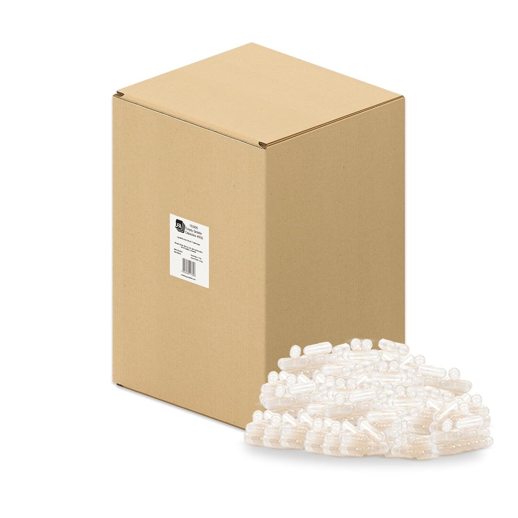 Size 000 Empty Capsules - 10000 Count Bulk Gelatin Capsules Empty - 000 Joined Fillable Capsule - Pill Capsules Empty for Capsule Filling Machine - Certified Halal Beef Gel Caps
