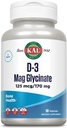 KAL Vitamin D3 & Magnesium Glycinate, Enhanced Absorption Formula with BioPerine, Muscle & Bone Health Support, Immune Support & More, Non-GMO, Gluten Free, 45 Servings, 90 VegCaps