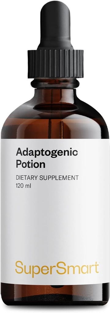 SUPERSMART - Adaptogenic Potion - 10 Herbs & Mushrooms (Astragalus, Holy Basil & Reishi, Cordyceps & Shiitake) - Adrenal Support & Immune System Booster | Non-GMO & Gluten Free- 120 ml