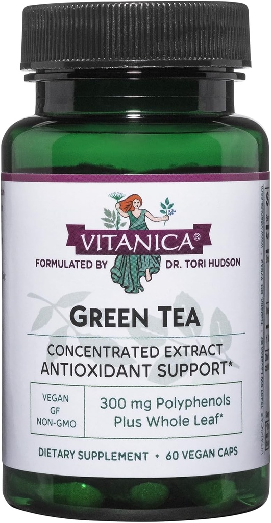 Vitanica Green Tea Extract Supplement 330mg, 45% EGCG, 98% Polyphenols and 80% Catechins, Energy Antioxidant and Immune Support, Vegan, 60 Capsules