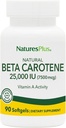 Natures Plus Natural Beta Carotene - 25,000 iu Vitamin A & Vitamin E, 90 Softgels - Eye Supplement, Antioxidant, Aids in Free Radical & Natural Cellular Defense - Gluten-Free - 90 Servings