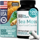 Atlantic Naturals Sea Moss Capsules with Moringa, Ashwagandha, Black Seed Oil, Ginger & Ginseng – Atlantic Sea Moss Supplements for Men and Women – for Daily Energy & Wellness Blend – 120 Count