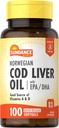 Sundance Norwegian Cod Liver Oil | 100 Softgels | with EPA and DHA | Good Source of Vitamins A & D | Non-GMO and Gluten Free Supplement