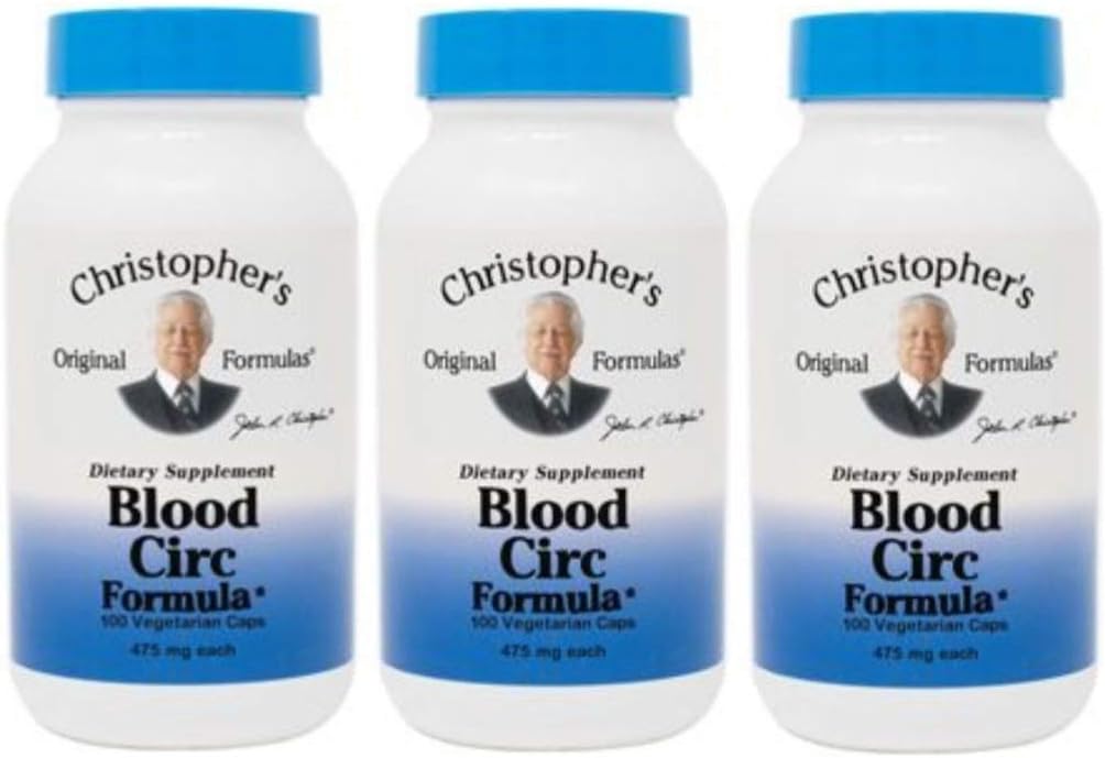 Christopher's Original Formulas Blood Circ Formula Capsules, Herbal Supplement for Cardiovascular & Circulatory Wellness, 100 Capsules - Pack of 3