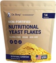 Dr. Berg Premium Nutritional Yeast Flakes - Delicious Non-Fortified Nutritional Yeast with Naturally Occurring B Vitamins - 8oz