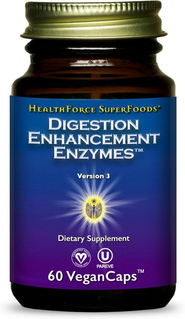 HEALTHFORCE SUPERFOODS Digestion Enhancement Enzymes - 60 Vegan Capsules