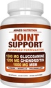 Arazo Nutrition Glucosamine Chondroitin Turmeric Msm Boswellia - Joint Support Supplement for Relief 120 Capsules for Bones, Back, Knees, Hands (120 Capsules)