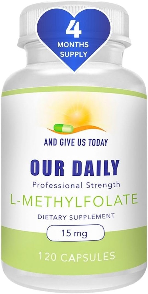 AND GIVE US TODAY OUR DAILY L-Methylfolate 15 mg / 15000 mcg Maximum Strength Active Folate, 5-MTHF, Filler Free, Gluten Free, Non-GMO, Vegetarian Capsules (4 Months Supply) (120)