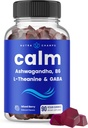 NutraChamps Calm Gummies, Stress Gummies Supplement with Ashwagandha, L-Theanine, GABA, Vitamin B6 & Lemon Balm, Supports Mood, Focus & Stress Relief, Natural Berry, 90 Gummies