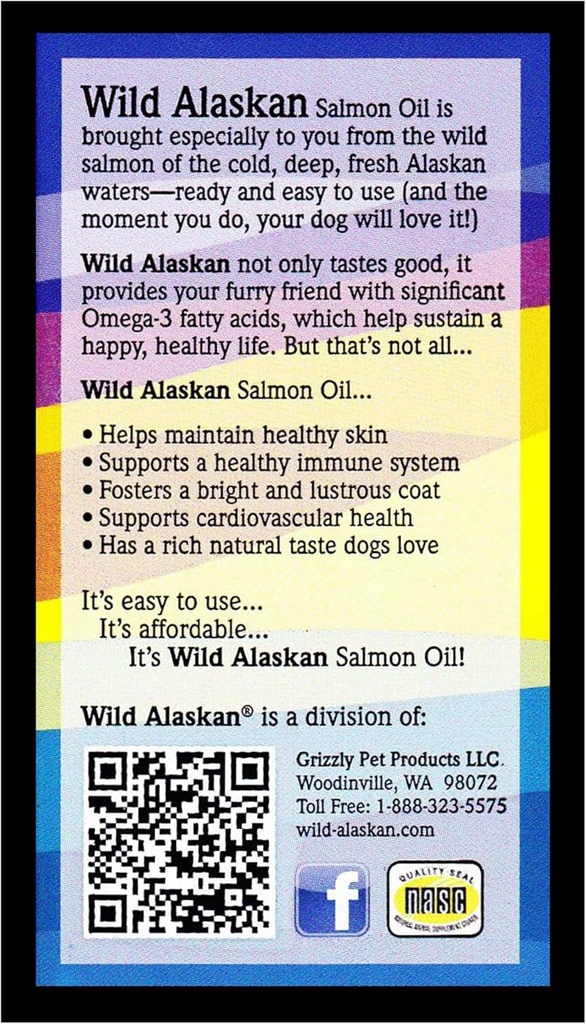 Wild Alaskan Skin & Coat Salmon Oil Based Omega-3 Supplement for Dogs, 16 fl.oz.