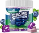 Creatine Monohydrate Soft Chews Complex 6400mg for Men & Women -Advanced Formula W/L-Taurine + Vitamin B12, Sugar Free Chewable Supplement,60 Blueberry Softchews