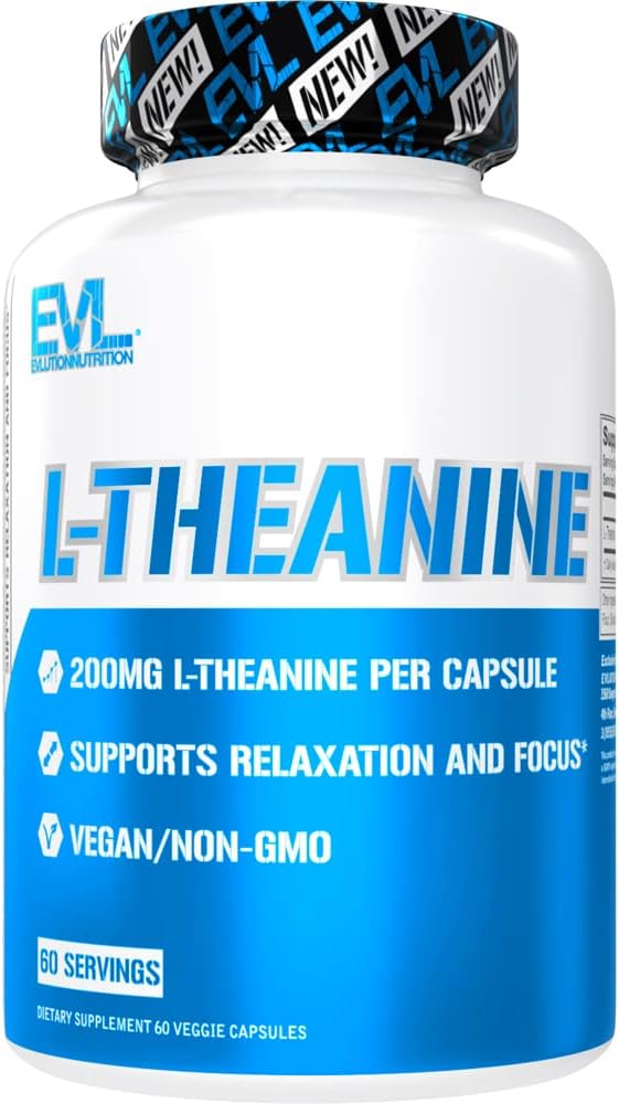 Evlution L Theanine 200mg Capsules for Focus and Relaxation Nutrition L-theanine 200mg Nootropic Supplement for Attention & Energy - Daytime Mood Support and Nootropic Focus Supplement