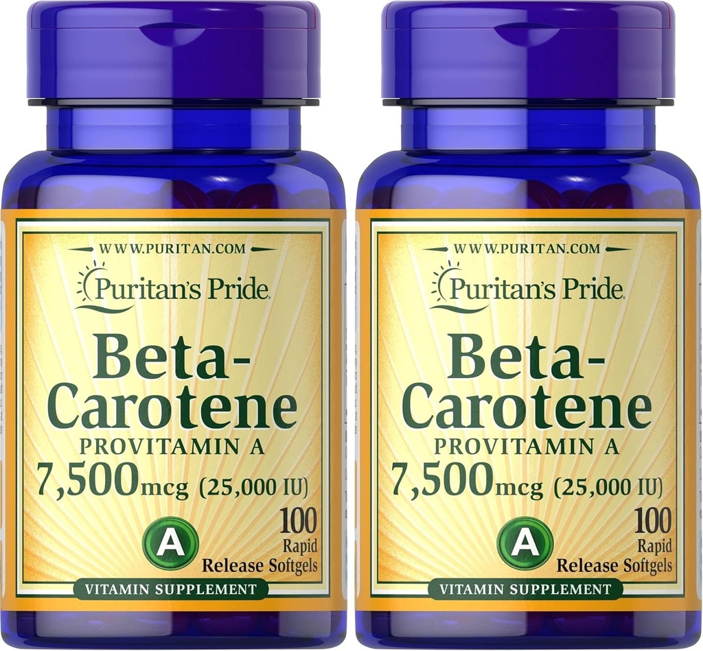 Puritan's Pride Beta Carotene for Immune and Eye Health to Support a Healthy Immune System 100 Softgels (Pack of 2)