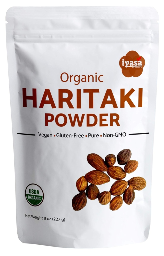 Haritaki Powder Organic 8oz - USDA-Certified Terminalia Chebula Superfood Powder for Digestive Balance, Bowel Support, Nutrient Absorption - Haritaki Herb Ayurveda Products by Iyasa Holistics