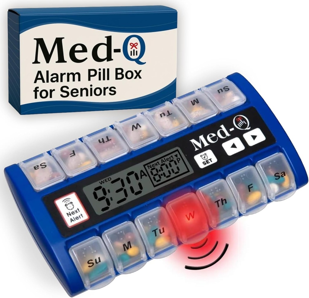 Digital Pill Box with Alarms – Pill Organizer with Flashing Lights & Beeping Reminders – Monthly Pill Dispenser for Seniors, Dementia, Alzheimer’s, Medication & Vitamin Management
