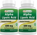Best Naturals Alpha Lipoic Acid 600 mg 60 Capsules - ALA Powerful Antioxidant (60 Count (Pack of 2))