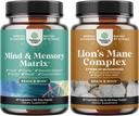 Bundle of Advanced Nootropics Brain Support Supplement with Memory & Focus Vitamins and Advanced Lion's Mane Mushroom Supplement with Reishi, Chaga, Maitake & Shiitake for Memory Support & Focus