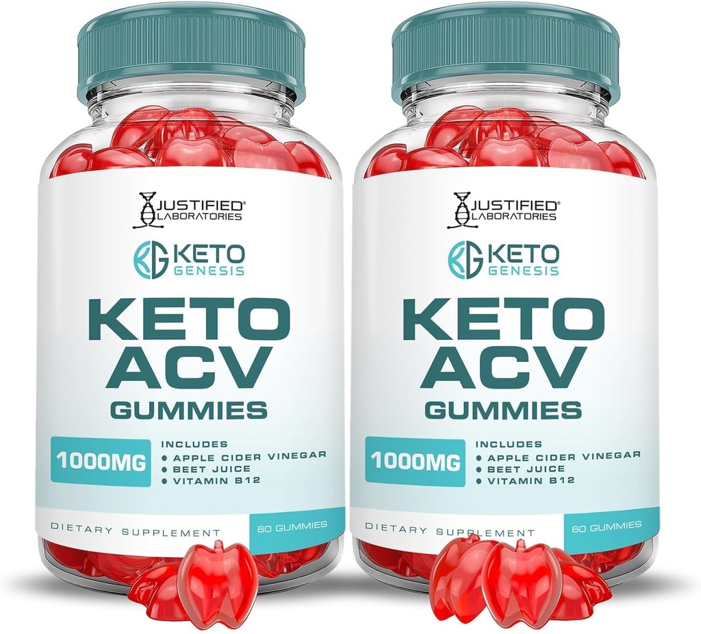 Justified Laboratories (2 Pack Keto Genesis Keto ACV Gummies Formula 1000MG Keto Genesis Keto Gummies Apple Cider Vinegar Formulated with Pomegranate Beet Juice Powder B12 Vegan Non GMO 120 Gummys