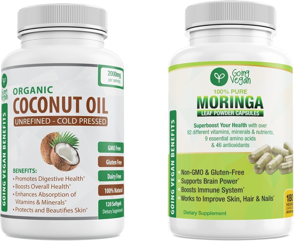 Organic Coconut Oil Capsules and Moringa Capsules Bundle!