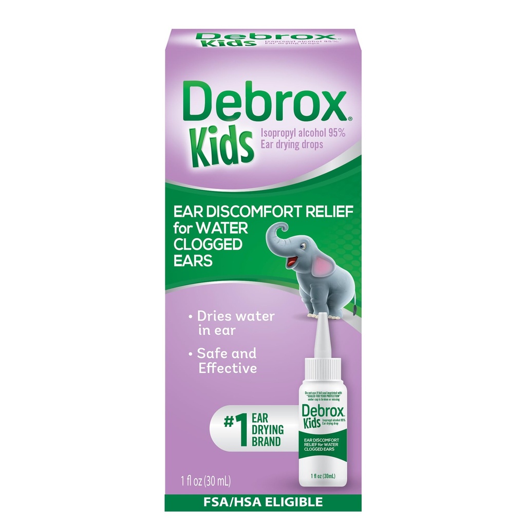 Debrox Kids Ear Discomfort Relief Drops for Water Clogged Ears, 1 Fl Oz | Ear Drying Drops for Swimmer’s Ear, Caused by Water Activity, Safe and Gentle for Kids, Ear Drying Aid