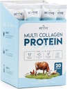 Multi Collagen Protein Powder Packets - Types I, II, III, V & X - Hydrolyzed Grass Fed Bovine, Wild Caught Fish, & Free-Range Chicken & Eggshell Collagen. Non-GMO, Halal, (10g Each, 20 Packets)
