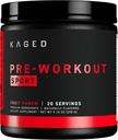 Kaged Sport Pre Workout Powder for Men & Women, Fruit Punch, Sport Certified, 188mg Caffeine, Nitric Oxide Supplement, Beta Alanine for Energy, Weightlifting, Cardio Endurance & Strength, 20 Servings