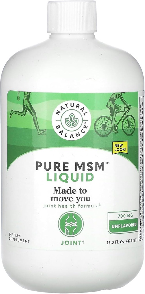 Natural Balance Pure MSM Liquid - 700 mg - Unflavored - Joint Support Supplement - Lab Verified for Purity and Potency - 60-Day Money-Back Guarantee - 48 Servings, 16 Fl. Oz.