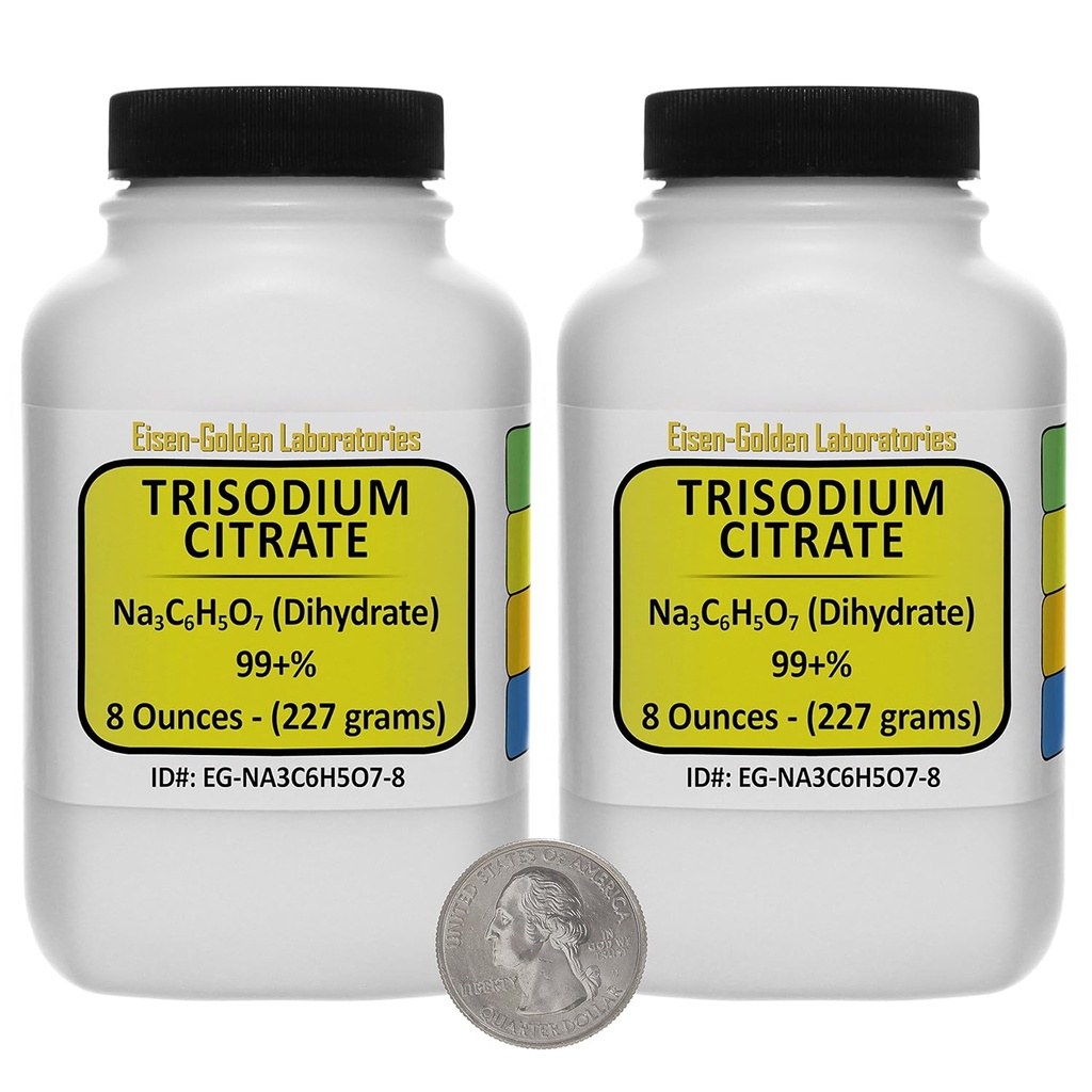 Trisodium Citrate [Na3C6H5O7] 99+% USP Grade Powder 1 Lb in Two Space-Saver Bottles