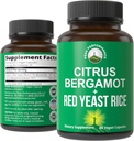 Citrus Bergamot + Red Yeast Rice. 2-in-1 Supplement. High Strength 10:1 Bergamot Extract. No Gluten, Zero Sugar, Vegan Capsules