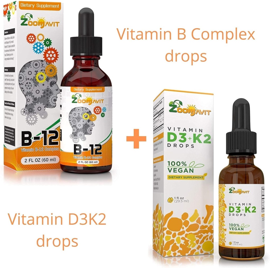 Vitamin B Complex Drops + Vegan Vitamin D3 K2 Drops