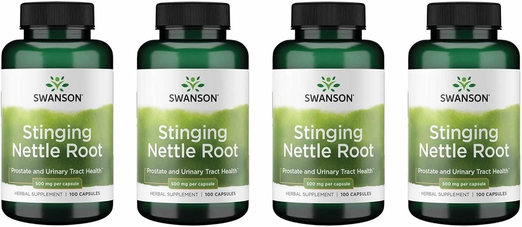 Swanson Stinging Nettle Root (Urtica Dioica) - Herbal Supplement - (100 Capsules, 500mg) (4 Pack)