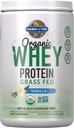 Garden of Life Grass Fed Whey Protein Powder Vanilla - 21g Protein for Women & Men + Probiotics - 12 Servings - Gluten Free, Non GMO, Kosher, Humane, RBST & rBGH Hormone Free