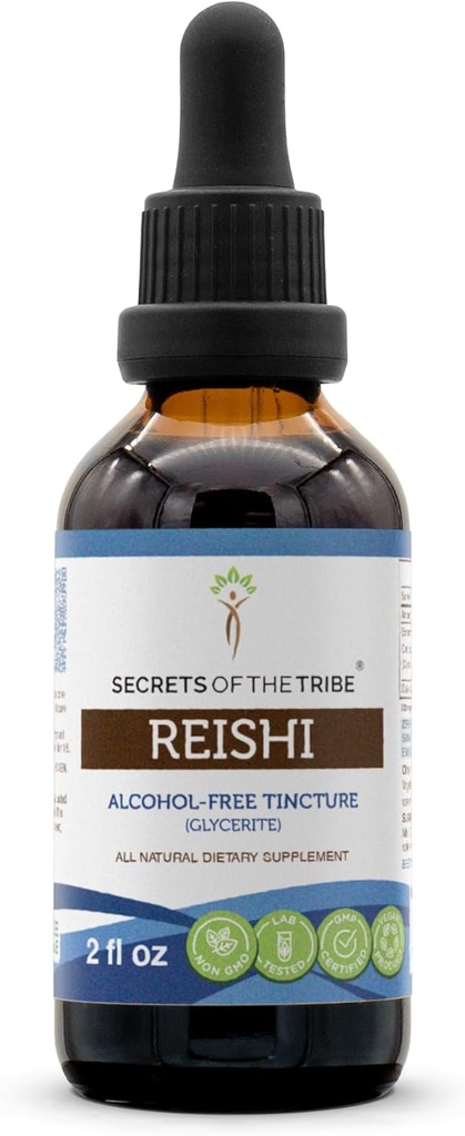 Secrets of the Tribe Reishi Tincture Alcohol-Free Liquid Extract, Reishi Mushroom (Ganoderma Lucidum) (2 FL OZ)