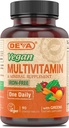 DEVA Vegan Iron-Free Multivitamin & Mineral Supplement, Green Food Blend, Spirulina, Chlorella, Ashwagandha, Broccoli, 90 Coated Tablets