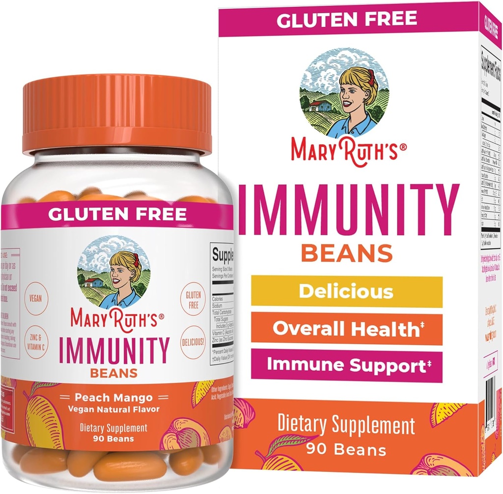 MaryRuth Organics Adult Immune Support Vita-Beans with Zinc and Vitamin C Supplement for Ages 14+ | Immunity Vitamins | Vegan, Non-GMO, Gluten Free | 90 Count