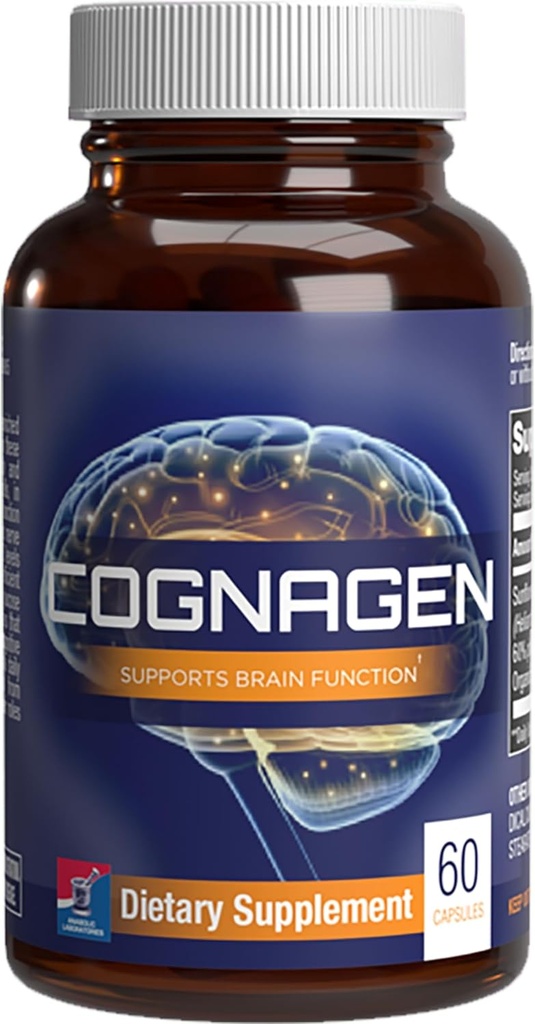 Cognagen Memory Supplement for Brain Support - Clinically Formulated Ultra High Potency Phosphatidylserine Supplement - Brain Vitamin for Memory and Focus Support - Non GMO & Soy Free - 60 Capsules