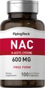 Piping Rock NAC Supplement N-Acetyl Cysteine | 600mg | 100 Capsules | Free Form Pills | Non-GMO, Gluten Free Supplement
