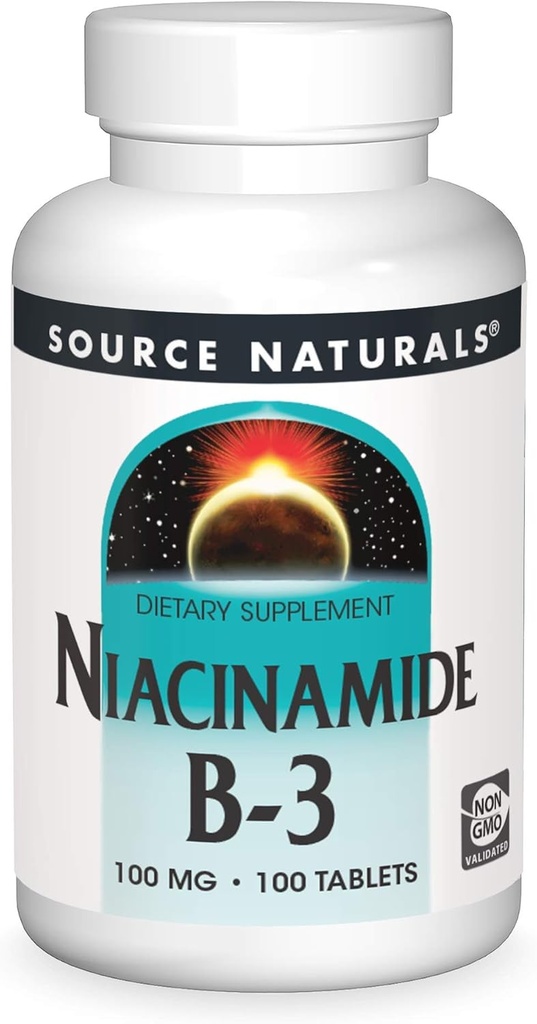 Source Naturals Niacinamide B-3, 100 mg Dietary Supplement - 100 Tablets