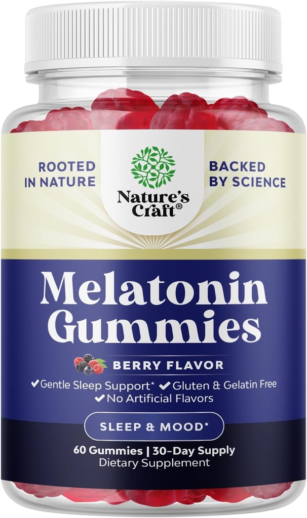 Melatonin 5mg Natural - Gelatin Free and Halal Melatonin Gummies 5mg Sleep Supplement for Adults - Berry Sleep Gummies for Adults Fall Asleep Faster with Natural Flavors and Colors 60ct