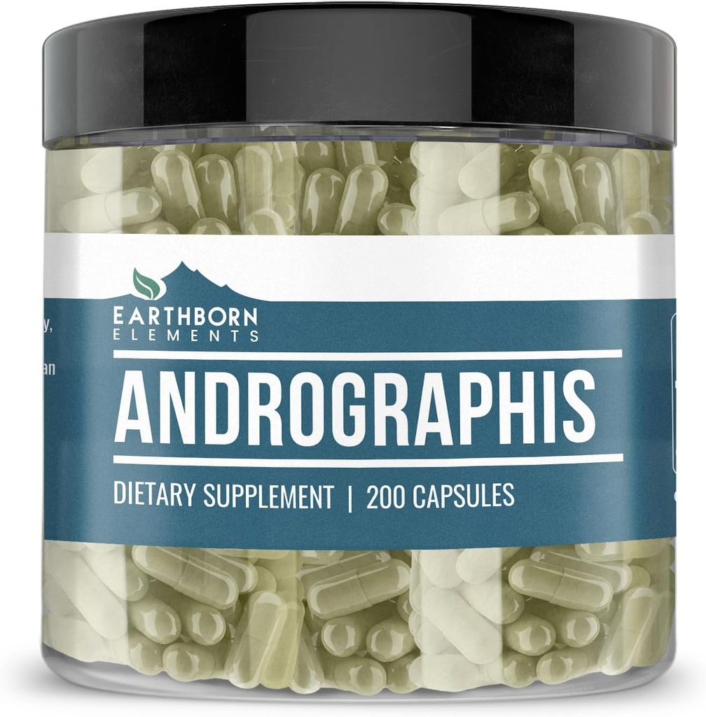 Earthborn Elements Andrographis Paniculata 200 Capsules, Pure & Undiluted, No Additives